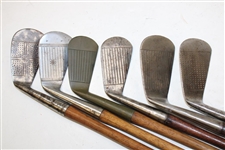 c.1928 Old Bag With Nine (9) Wood Shaft Clubs - Three (3) Woods & Six (6) Irons