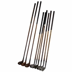 c.1928 Old Bag With Nine (9) Wood Shaft Clubs - Three (3) Woods & Six (6) Irons