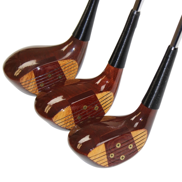 Dave Pelz Featherlite Genuine U.S.A. Persimmon Driver, 3-Wood & 5-Wood New Old Stock
