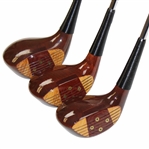 Dave Pelz Featherlite Genuine U.S.A. Persimmon Driver, 3-Wood & 5-Wood New Old Stock
