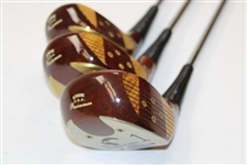Dave Pelz Featherlite Genuine U.S.A. Persimmon Driver, 3-Wood & 5-Wood New Old Stock