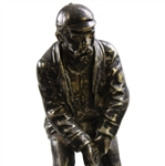 Large Silver Putting Golfer with Caddy Golfers Desk Ink Well 