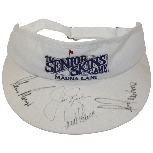 Big 3 Palmer, Nicklaus & Player Plus Trevino Signed Senior Skins Game Visor JSA ALOA