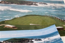 Two (2) Cypress Point 16th Hole Original Photos Signed by Photographer Tom Treick w/Negative & Rights 