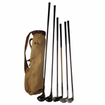 US Army Special Services Golf Clubs & Canvas Bag w/Woods 1 & 3, Irons 5,7, 9 & Putter