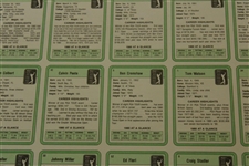 1981 Donruss PGA Tour Golf Card Uncut Sheet - Includes (2) Jack Nicklaus Rookie Cards