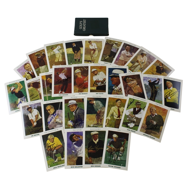 Palmer, Stewart, Hogan, Seve & 16 Others Signed Set of Golfs Greatest Cards In Box JSA LOA