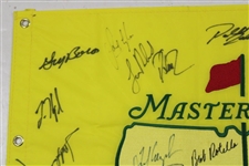 Player, Couples, Singh, Jose & others Signed 1997 Masters Embroidered Flag w/ 'Claude' Harmon JSA ALOA