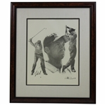 Tiger Woods 1997 William Van Zandt Pencil Drawing Print w/Facsimile Signature - Framed