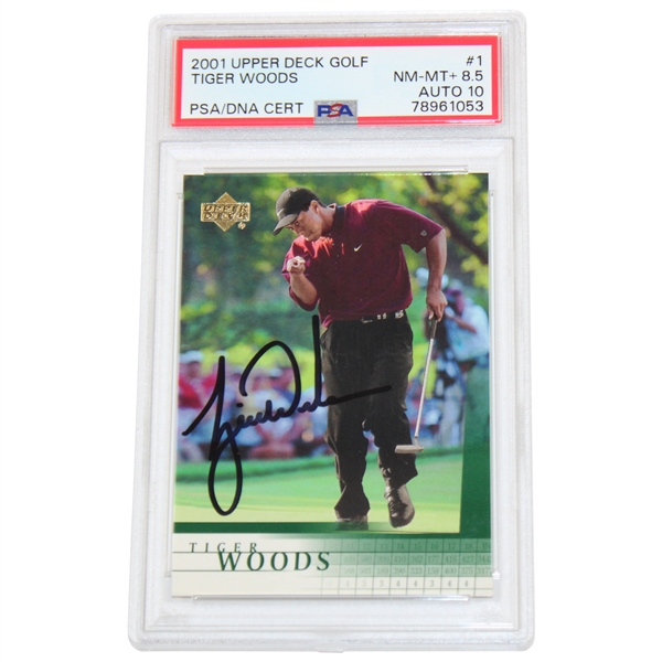 Tiger Woods Signed Rookie 2001 Upper Deck Card Dual PSA/JSA Grade 10 Auto GEM MT 10 - Pop 1