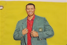 Tiger Woods Signed Custom Ltd Ed 2001 Masters Flag w/Original Hand Painting by Zavala (Cert) - Full JSA