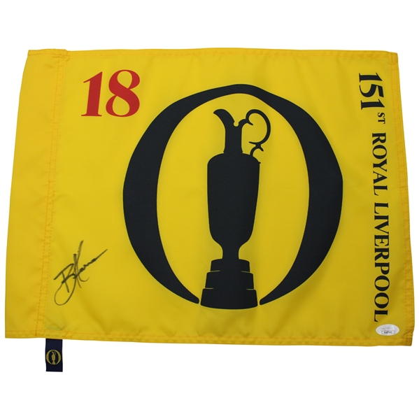 Brian Harman Signed 2023 The Open Championship at Royal Liverpool Screen Flag JSA #AL87640