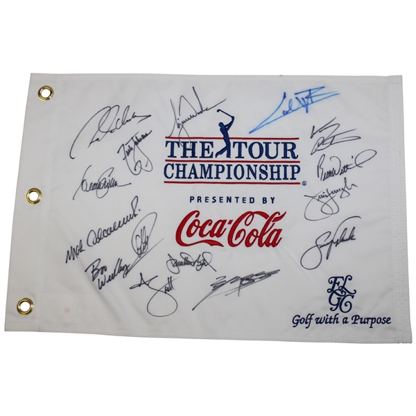 Tiger Woods & others Signed The TOUR Championship Embroidered Flag JSA ALOA