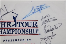 Tiger Woods & others Signed The TOUR Championship Embroidered Flag JSA ALOA