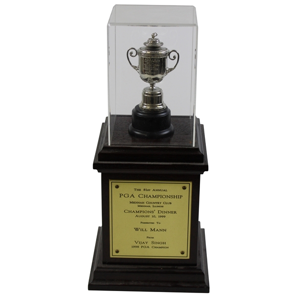 1999 PGA Champions Dinner Gift from Vijay Singh - Replica Wanamaker Trophy on Stand with Plate