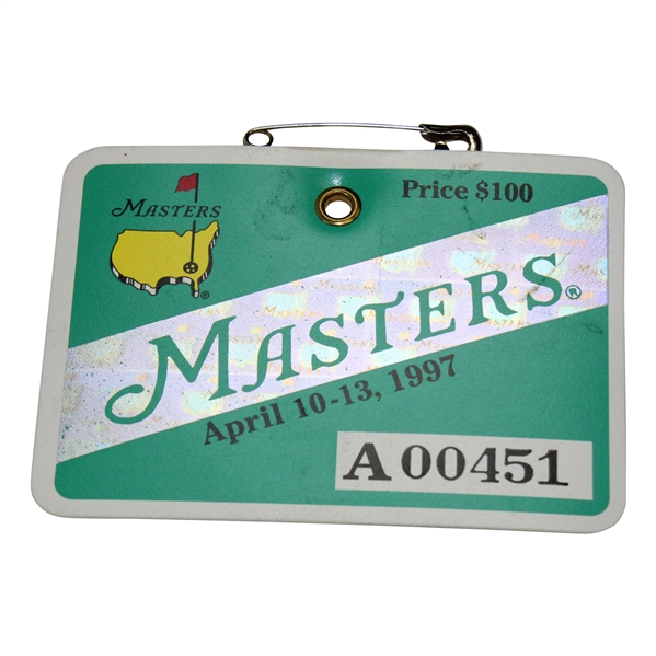 1997 Masters Tournament SERIES Badge # A00451 - Tiger Woods First Masters Win
