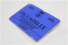 1972 Piccadilly World Match Play Championship at Wentworth GC Guest Badge