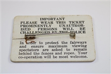 1972 Piccadilly World Match Play Championship at Wentworth GC Guest Badge