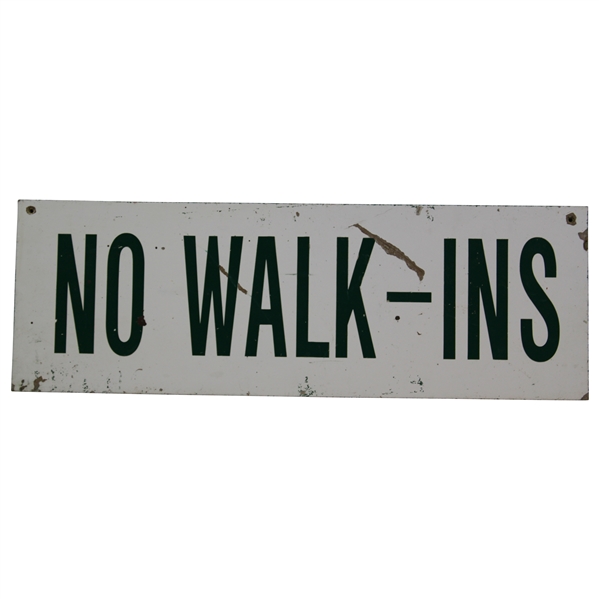Official No Walk-Ins Wood Sign from c.1980s Masters Tournament