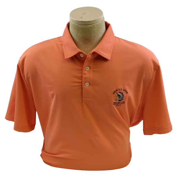 2018 US Open at Shinnecock Hills Short Sleeve Lt Orange Polo Shirt - Worn - Size L