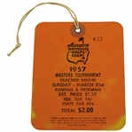 1957 Masters Tournament Sunday Practice Round Ticket #433 - Doug Ford Winner