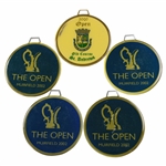 Five (5) Metal Bag Tags - 2000 Open Old Course St. Andrews & 2002 The Open Muirfield
