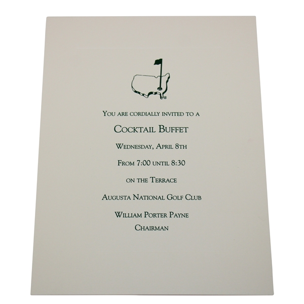 2009 Augusta National Golf Club Cocktail Buffet Invitation - April 8th