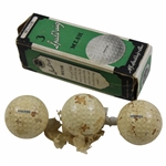 c.1920's Sleeve of 3 Spalding BLUE Mesh Unused Golf Balls in Original Box