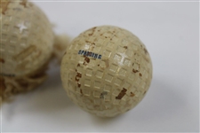 c.1920's Sleeve of 3 Spalding BLUE Mesh Unused Golf Balls in Original Box