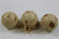 c.1920's Sleeve of 3 Spalding BLUE Mesh Unused Golf Balls in Original Box