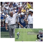Arnold Palmer Final U.S. Open 1994 Original Tournament Used U.S.G.A. Blue Caddie Bib & Badge
