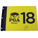 Justin Thomas Signed 2023 PGA Championship at Oak Hill Screen Flag JSA #AN70905