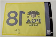 Justin Thomas Signed 2023 PGA Championship at Oak Hill Screen Flag JSA #AN70905