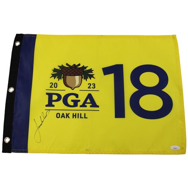 Jordan Spieth Signed 2023 PGA Championship at Oak Hill Screen Flag JSA #AN70903