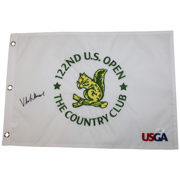 Viktor Hovland Signed 2022 US Open at The Country Club Embroidered Flag JSA #AN70895
