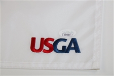 Viktor Hovland Signed 2022 US Open at The Country Club Embroidered Flag JSA #AN70895