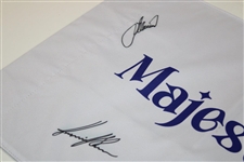 Stenson, Westwood, Poulter & Sam Horsfield Signed Majestics Team Flag JSA #AG91052