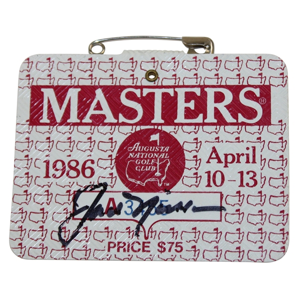 Jack Nicklaus Signed 1986 Masters SERIES Badge #A3455 JSA ALOA