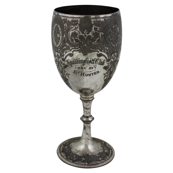 Large Spalding Golf Club Est 1909 Engraved Silver-Plated Chalice Won by Ry. Hunter