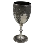 Large Spalding Golf Club Est 1909 Engraved Silver-Plated Chalice Won by Ry. Hunter