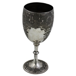 Large Spalding Golf Club Est 1909 Engraved Silver-Plated Chalice Won by Ry. Hunter