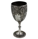 Large Spalding Golf Club Est 1909 Engraved Silver-Plated Chalice Won by Ry. Hunter