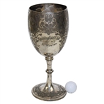 Large Spalding Golf Club Est 1909 Engraved Silver-Plated Chalice Won by Ry. Hunter