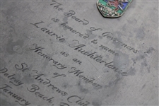 1976 St Andrews Club Florida Honorary Member to Laurie Auchterlonie Presentation Engraved Pewter Plate