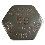 St. Louis Country Club 59 "B" Class Metal Caddie Badge circa 1940’s-50’s