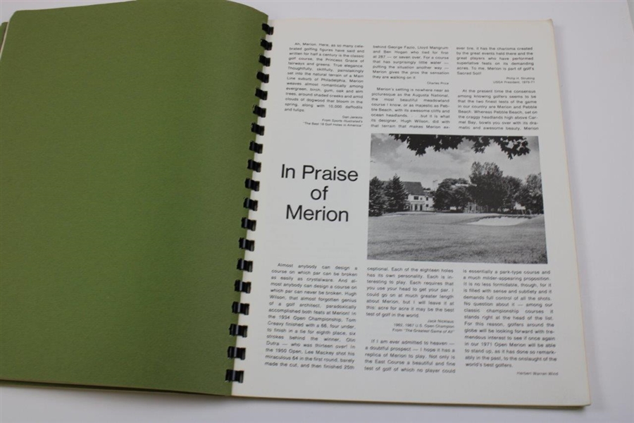 Seldom Seen 1971 Official US Open Golf Championship at Merion Press Media Information Booklet
