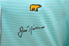 Jack Nicklaus Signed Golden Bear Blue & White Striped Polo Golf Shirt JSA ALOA