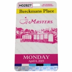 2019 Masters Tournament Berckmans Place Monday Badge #H02827 - Tiger Woods Winner