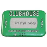 1991 Masters Tournament Clubhouse Badge