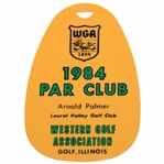 Arnold Palmers 1984 Western Golf Association Yellow Par Club Bag Tag